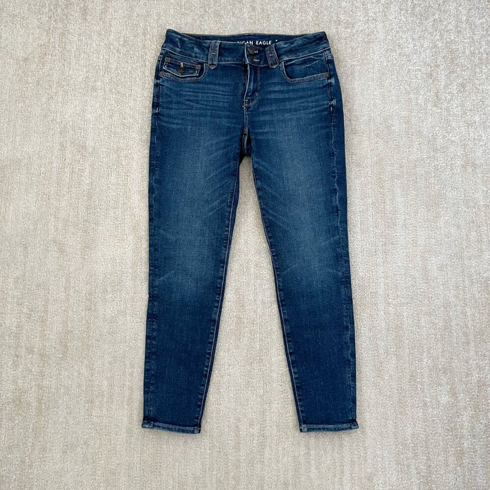 American Eagle Super Low Rise Jeggings Blue Skinny Jeans 8 Short